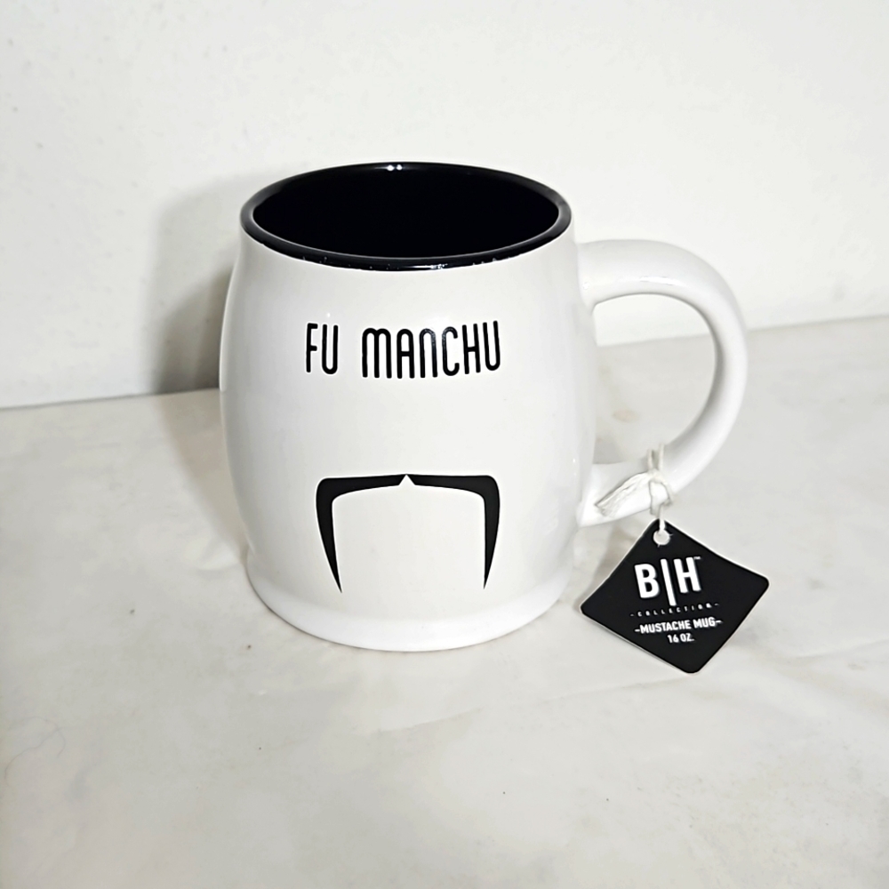 NWT blue harbor collection 16oz fu manchu mustache novelty ceramic coffee